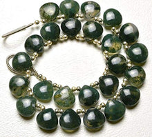 Load image into Gallery viewer, GemAbyss Beads Gemstone 1 Strand Natural Royal Green Moss Agate 9 Inch Strand,Superb-Finest Quality AAA Quality Smooth Heart Shape Briolettes, 10 MM Code-MVG-22755