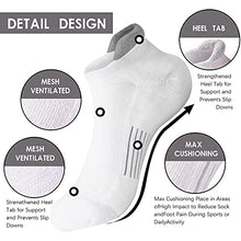 Load image into Gallery viewer, Men's Ankle Low Cut Athletic Performance Comfort No Show Running Cushion Socks Tab L and XXL (White,L/XL)