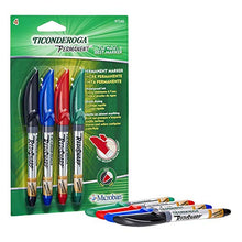 Load image into Gallery viewer, TICONDEROGA RediSharp Permanent Markers, Fine Point, Set of 4 Markers, Red, Black, Green and Blue (97240)