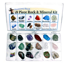 Load image into Gallery viewer, Rock and Mineral Educational Collection & Deluxe Collection Box -18 Pieces with Description Sheet and Educational Information. Limited Edition, Geology Gem Kit for Kids with Display Case, Dancing Bear