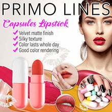 Load image into Gallery viewer, Primo Lines 12 Pill Lipstick with 1 Cute Mini Red Leather Bag Key-chain Pouch - Mini Lipstick Velvet Matte, Smooth and Moisturizing Pill Lipsticks, Long-Lasting, Portable and Charming Look All Day Long