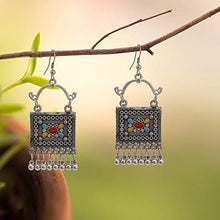 Load image into Gallery viewer, Zephyrr Afghani/Turkish Drop Earrings Silver Tone Casual Daily Wear Statement Jewelry For Women, (JAE-3455)