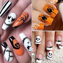 Load image into Gallery viewer, Halloween Nail Art Foils Fall Nail Foil Transfer Stickers, 10Rolls Holographic Nail Foil Decals Nails Art Supplies Halloween Pumpkin Skull Spider Web Ghost Design Sticker for Manicure Tips Decorations