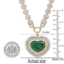 Load image into Gallery viewer, Dazzlingrock Collection Heart Colombian Emerald & Round White Diamond Ladies Halo Style Necklace, 18K Rose Gold