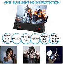Load image into Gallery viewer, LAIKETE 12" 3D Mobile Phone Screen Magnifier with Bluetooth Speakers, Anti-Blue Light Cell Phone Screen Amplifier Enlarger for Movie,Video and Gaming, Compatible All Smartphones