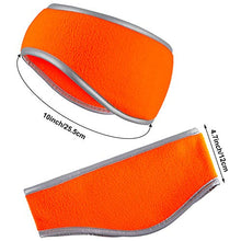 Load image into Gallery viewer, 2 Pieces Ear Warmer Headband High Visibility Reflective Safety Headband Winter Running Headband Fleece Ear Covers for Girls Women Men (Fluorescent Orange)
