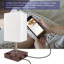 Load image into Gallery viewer, DEEPLITE Lamps for Bedrooms Set of 2, Bedside Lamp with USB Ports and AC Outlet, Modern Table Lamp for Nightstand, End/Side Table, Dresser, Office Desk, Wood Rustic Lamp for Living Room, Dorm Reading