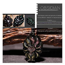 Load image into Gallery viewer, HASKARE Natural Energy Stone Pendant Engraved Black Obsidian Healing Necklace Adjustable Size 27.5inch (Rainbow Obsidian-Fox)