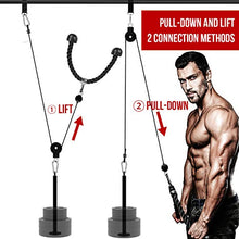 Load image into Gallery viewer, YaNovate Fitness LAT and Lift Pulley System with Loading Pin, Tricep Strap Rope, Cable Rope for Muscle Strength, Home Workout Gym Equipment Machine for Pull Downs, Biceps Curl, Forearm, Shoulder