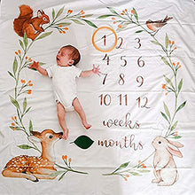 Load image into Gallery viewer, Baby Monthly Milestone Blanket Woodland - Baby Girl Gifts & Baby Boy Gifts - Watch Me Grow Woodland Nursery Décor - European Design - Gender Neutral for Newborn Girl & Boy