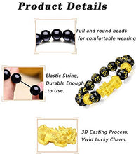 Load image into Gallery viewer, JEWPARK 2 Pcs Feng Shui Good Luck Bracelets for Men Women Obsidian Bead Dragon Lucky Charm Bracelet Pixiu Pi Yao Attract Wealth Money Feng Shui Jewelry