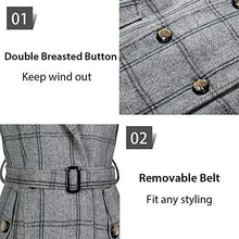 Load image into Gallery viewer, Wantdo Women's Plaid Coat Winter Long Double Breasted Warm Peacoat with Belt Plaid M
