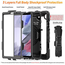 Load image into Gallery viewer, HXCASEAC Samsung Galaxy Tab A7 Lite Case 2021 with Screen Protector Pencil Holder, Heavy Duty Shockproof Cover, 360 Rotating Stand & Hand Strap for Tab A7 Lite 8.7 Inch Case SM-T220/T225/T227, Black