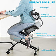 Load image into Gallery viewer, DRAGONN (by VIVO) Ergonomic Kneeling Chair with Back Support, Adjustable Stool for Home and Office with Angled Seat for Better Posture - Thick Comfortable Cushions, Gray (DN-CH-K02G)