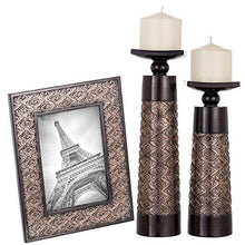 Load image into Gallery viewer, Creative Scents Dublin Set of 2 Candle Holders and Matching 5 X 7 Picture Frame - Home Decor Centerpiece for Fireplace, Desktop, Living or Dining Room Table, Coffee Table Mantle Decor (Coffee Brown)