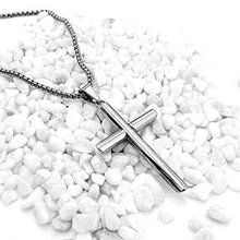 Load image into Gallery viewer, Hollywood Jewelry 14K White Gold Chain Cross Pendant Necklace for Men, Women w/Real Strong Solid Clasp Miami Cuban Link Style (16)