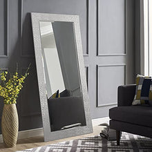 Load image into Gallery viewer, Mosaic Style Full Length Mirror Standing Hanging or Leaning Against Wall, Large Rectangle Free Standing Full Body Dressing Mirror, Wall-Mounted / Floor Mirror for Living Room - 31.5"W x 65.5"H, Silver