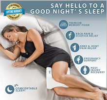 Load image into Gallery viewer, ComfiLife Orthopedic Knee Pillow for Sciatica Relief, Back Pain, Leg Pain, Pregnancy, Hip and Joint Pain - Memory Foam Wedge Contour