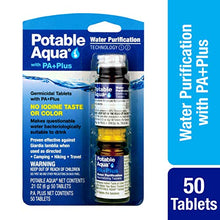 Load image into Gallery viewer, Potable Aqua Water Purification Tablets With PA Plus - Two 50 count Bottles