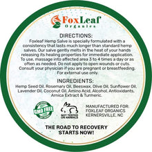 Load image into Gallery viewer, Foxleaf Organics Hemp Oil Balm w/Arnica & Turmeric | 2,000 MG | Unscented | All Natural Formula | Made in USA – 2oz