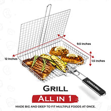 Load image into Gallery viewer, Grill Basket, Barbecue BBQ Grilling Basket, Stainless Steel Large Folding Grilling baskets With Handle, Portable Outdoor Camping BBQ Rack for Shrimp, Vegetables, Barbeque Griller Cooking Accessories