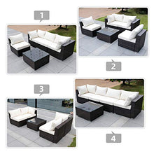 Load image into Gallery viewer, Viewee 5-Pieces Outdoor Patio Furniture Sets Rattan Wicker Patio Sofa with 2 Corner Chairs& 2 Armless Chair &1 Glass Top Patio Table