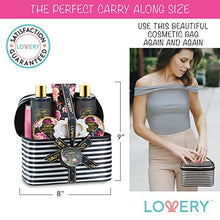 Load image into Gallery viewer, Home Spa Gift Basket, Luxury 8 Piece Bath & Body Set For Men and Women, Fresh Peony Scent - Contains Shower Gel, Bubble Bath, Lotion, Bath Salt, Body Scrub, Bath Soap, Back Scrubber & Cosmetic Bag