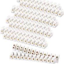 Load image into Gallery viewer, 10 Pieces White Terminal Blocks 12-Position Terminal Strip Dual Row Screw Terminals Electric Wire Connector 4 mm² Wire Gauge, 20Amp 380V