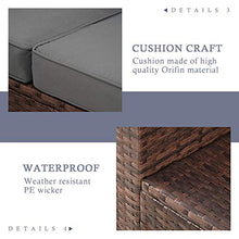 Load image into Gallery viewer, SUNCROWN Outdoor 4-Piece Patio Furniture Sectional Sofa Set All Weather Brown Wicker with Washable Seat Cushions and Modern Glass Coffee Table, Grey