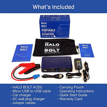 Load image into Gallery viewer, HALO Bolt 58830 mWh Portable Phone Laptop Charger Car Jump Starter with AC Outlet and Car Charger - Blue Graphite