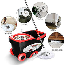 Load image into Gallery viewer, Spin Mop Bucket Floor Cleaning - Tsmine Mop and Bucket with Wringer Set Commercial Spinning Mopping Bucket Cleaning Supplies with 6 Replacement Refills,61" Extended Handle for Household Hardwood Floor