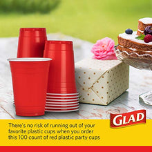 Load image into Gallery viewer, Glad Everyday Disposable Plastic Cups for Everyday Use | Red Plastic Cups Strong and Sturdy Red Plastic Party Cups for All Occasions, 16 Oz Cups (100 Count)