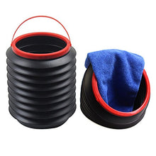 Load image into Gallery viewer, Mexidi Telescopic Bucket, Multifunctional Waterproof Foldable Retractable Car Bucket Fishing Box Car Trash Barrel Can Bin Storage, Collapsible Pail Vehicle Cylinder Barrel 4L (Black)