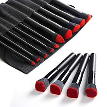 Load image into Gallery viewer, Makeup Brushes Set ExeCharge 10pcs Professional Makeup Brush Kit Kabuki Foundation Blending Blush Powder Brush Makeup Brush Kit Beauty Cosmetic Tools Storage Brush Holder Case Kit -Red+Black