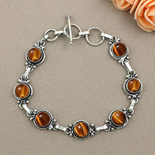 Load image into Gallery viewer, Tiger Eye Bracelet 925 Silver Overlay Handmade Boho Style Jewelry