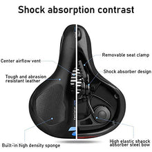 Load image into Gallery viewer, Waterproof Comfortable Wide Bike Seat with Red Warning Strip,Memory Foam Bicycle Saddle with Dual Shock Absorbing,Universal Fit Bike Cushion Replacement on Indoor/Outdoor Mountain Bikes for Women&Men