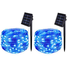 Load image into Gallery viewer, BOLWEO 2 Pack Solar String Lights Outdoor,16.4Ft 50LEDS Starbright Solar Lights, IP65 Waterproof Wire Lighting for Christmas Tree Halloween Home Garden Wedding Party Fairy Decoration(Blue)