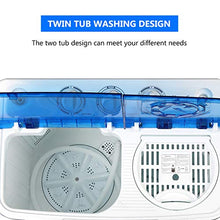 Load image into Gallery viewer, WANAI Portable Washing Machine, Compact Mini Twin Tub Washer (13lbs) + Spinner (8lbs), Top-loading Washing Machine with Timer, Ideal for Dorms, Apartments