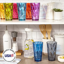 Load image into Gallery viewer, US Acrylic Optix Plastic Reusable Drinking Glasses (Set of 8) 20oz Water Cups in Jewel Tone Colors | BPA-Free Tumblers, Made in USA | Top-Rack Dishwasher Safe