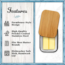 Load image into Gallery viewer, Home Acre Designs Butter Dish with Lid for Countertop - Unbreakable Metal Container & Covered Mess-Free Butter Keeper - Large Vintage Farmhouse Style Dishes