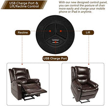 Load image into Gallery viewer, Esright Power Lift Chair Faux Leather Electric Recliner for Elderly, Heated Vibration Massage Sofa with Side Pockets, USB Charge Port & Remote Control, Dark Brown