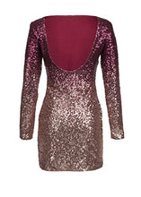 Load image into Gallery viewer, Glam and Gloria Womens Ombre Glitter Sequin Longsleeve Cocktail Dress – Size M