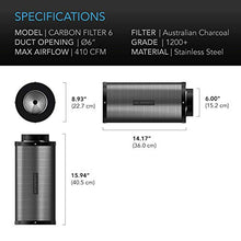 Load image into Gallery viewer, AC Infinity Air Carbon Filter 6" with Premium Australian Virgin Charcoal, for Inline Duct Fan, Odor Control, Hydroponics, Grow Rooms