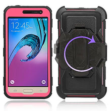 Load image into Gallery viewer, J.west Galaxy J3 Case, J3 (2016) Case, Hard Shock Absorption Full Body Rugged Hybrid Stand Holster Belt Clip Defender Phone Cover for J3, J3 (2016), J3 V, Express Prime, Amp Prime, Galaxy Sky Rose