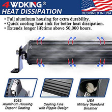 Load image into Gallery viewer, LED Light Bar 6 inch 2PCS - 4WDKING Screwless Design 60W Off Road LED Spot Flood Combo Work Light Super Bright Truck Driving Fog Lamp IP69K Waterproof Fit for Ford F150 Polaris RZR Jeep Wrangler