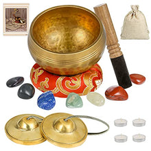 Load image into Gallery viewer, PP OPOUNT Tibetan Singing Bowl Set, Healing Crystals Set with Meditation Singing Bowl, Tingsha Cymbals, Tibetan Singing Bowl with Bells for Healing, Yoga, Meditation, Mindfulness and Relaxation