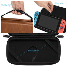 Load image into Gallery viewer, Comfyable Carrying Hard Case for Nintendo Switch OLED 2021 with 10 Game Slots, Faux PU Leather Portable Travel Pouch Protective Waterproof Cover with Pocket for Accessories, Brown