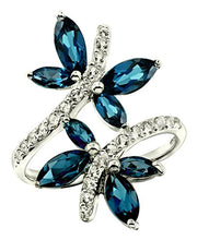 Load image into Gallery viewer, RB Gems Sterling Silver 925 Ring Genuine Gemstone Dragonfly Design with Rhodium-Plated Finish (9, London-Blue-Topaz)