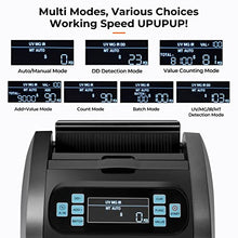 Load image into Gallery viewer, MUNBYN Money Counter Machine with Value Count, UV/MG/IR/MT/DD, USD/EUR Bill Counter, 1300 Bills/min, Add+Batch Mode, LCD Display, 2 Years Warranty