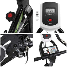 Load image into Gallery viewer, Indoor Cycling Bike Stationary Bicycle, Abdominal Exercise Machine w/LCD Monitor and Ipad holder for Home Cardio Workout, Adjustable Seat and Handlebar (Black)